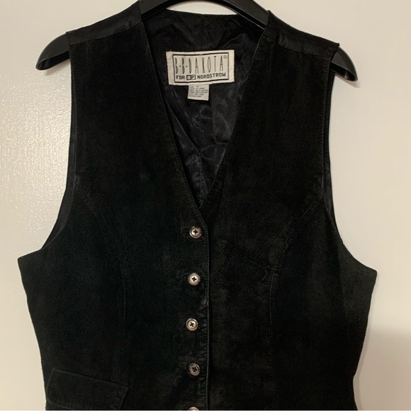 Vintage BB Dakota for Nordstrom Black Leather Suede Vest Medium - Picture 5 of 12